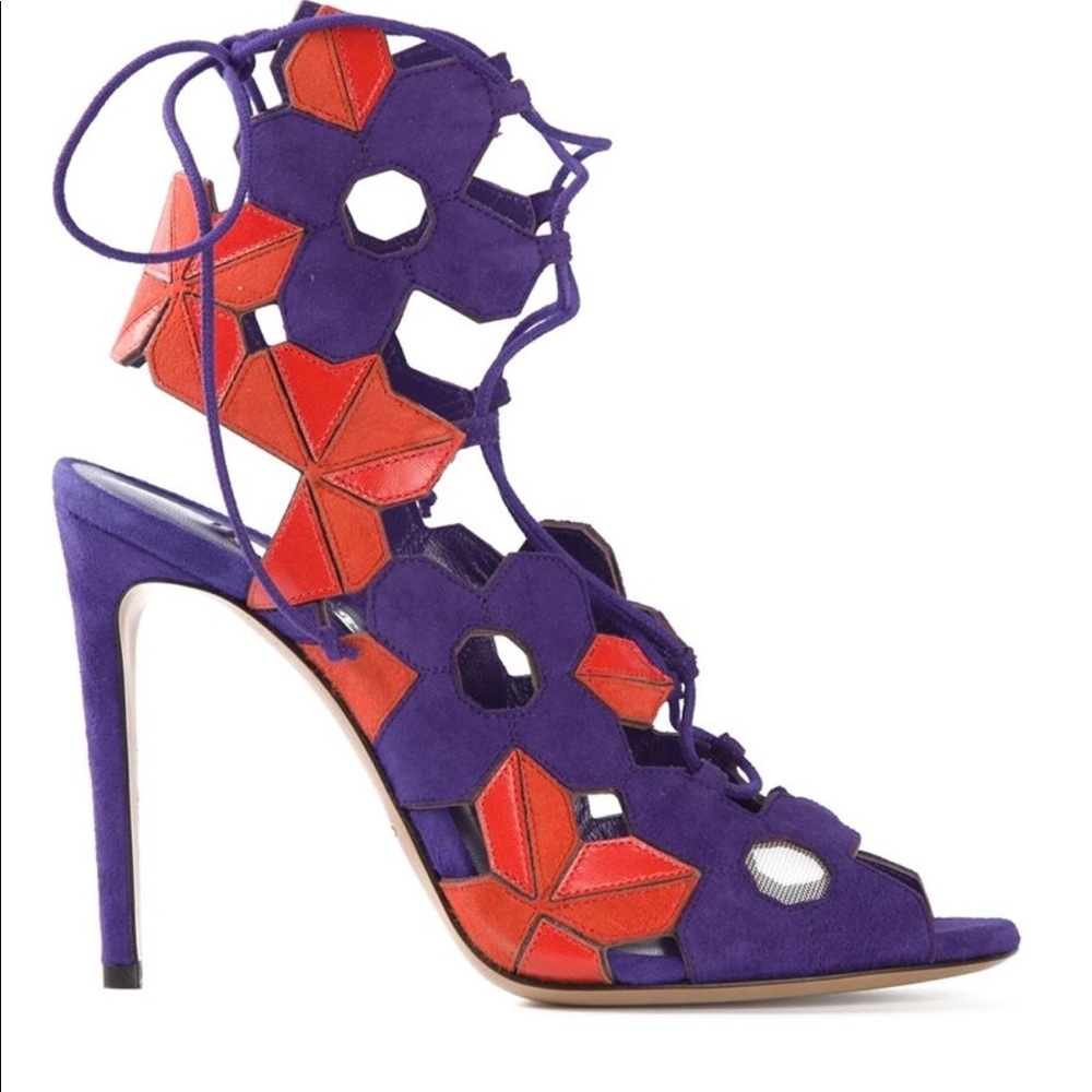 CASADEI Cutout Suede Lace-up Heels!